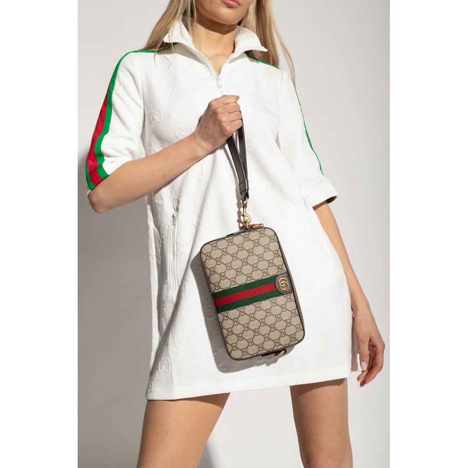 Gucci Ophidia GG Supreme Shoulder Bag Beige/Ebony 24cm/9.4in view 6