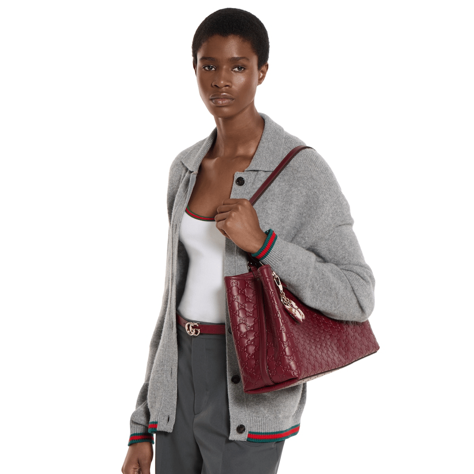 Gucci Rosso Ancora GG Embossed Leather Tote Bag 38cm/15in view 3