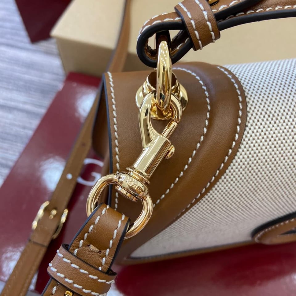 Gucci Blondie Small Top Handle Bag cotton linen canvas view 15