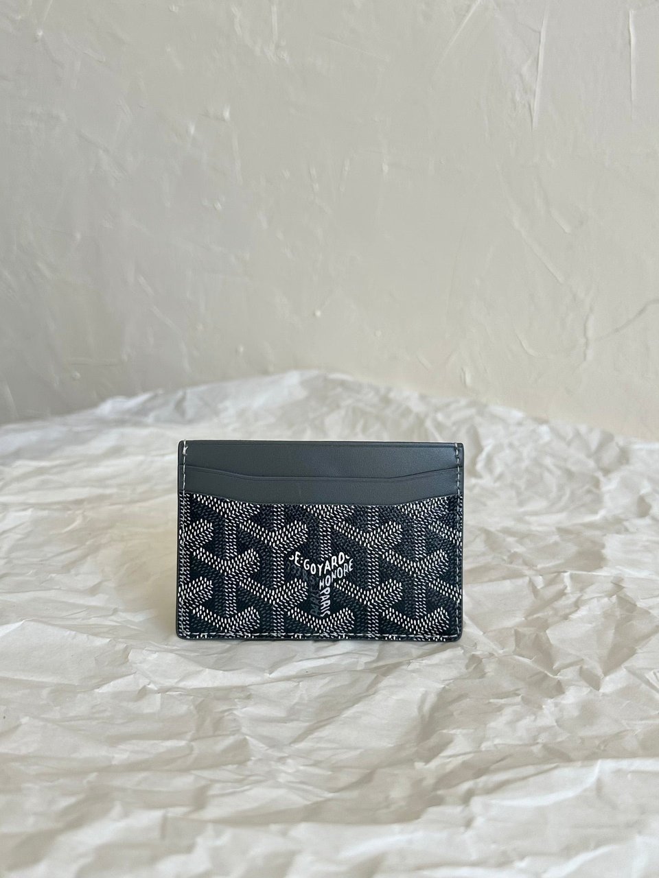Goyard Saint-Sulpice Card Wallet 10 Cm Grey Black Goyardine Canvas And Calfskin view 7