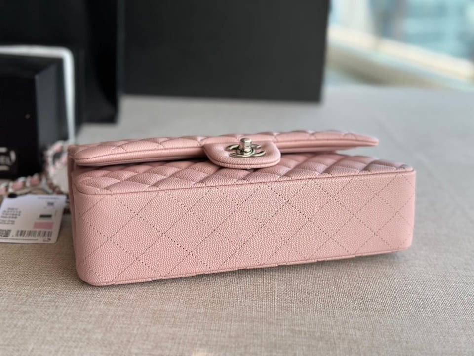 Chanel Classic Double Flap Bag Caviar Silver Hardware Light Pink 25Cm/10in view 6
