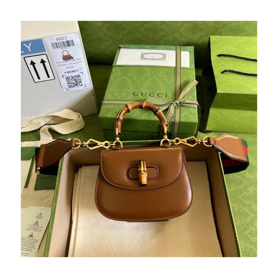 Gucci Mini Top Handle Bag with Bamboo Cuir view 2