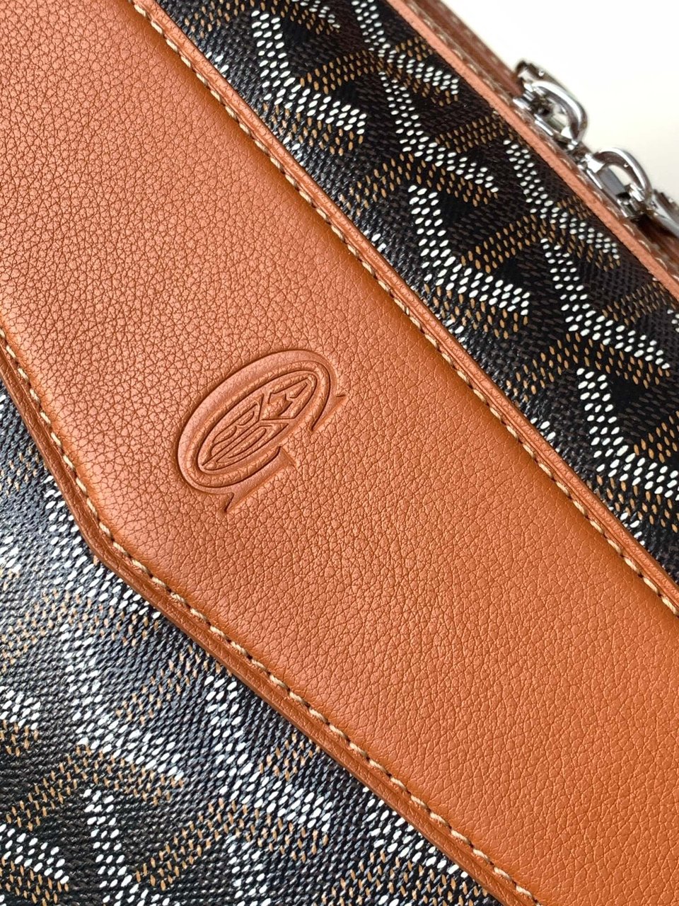 Goyard Cisalpin Document Case 39 Cm Black Goyardine Canvas And Tan Calfskin view 6