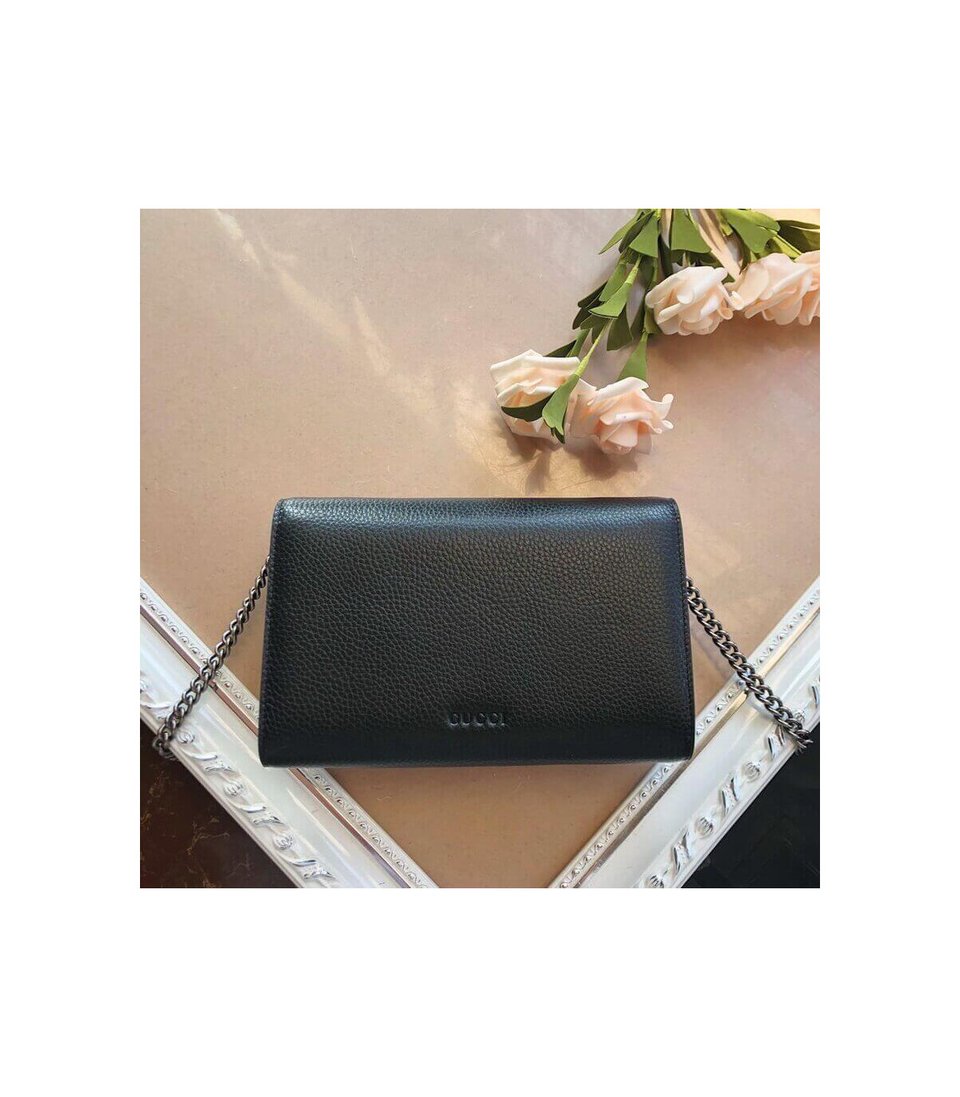 Gucci Dionysus Black Leather Mini Chain Bag view 5