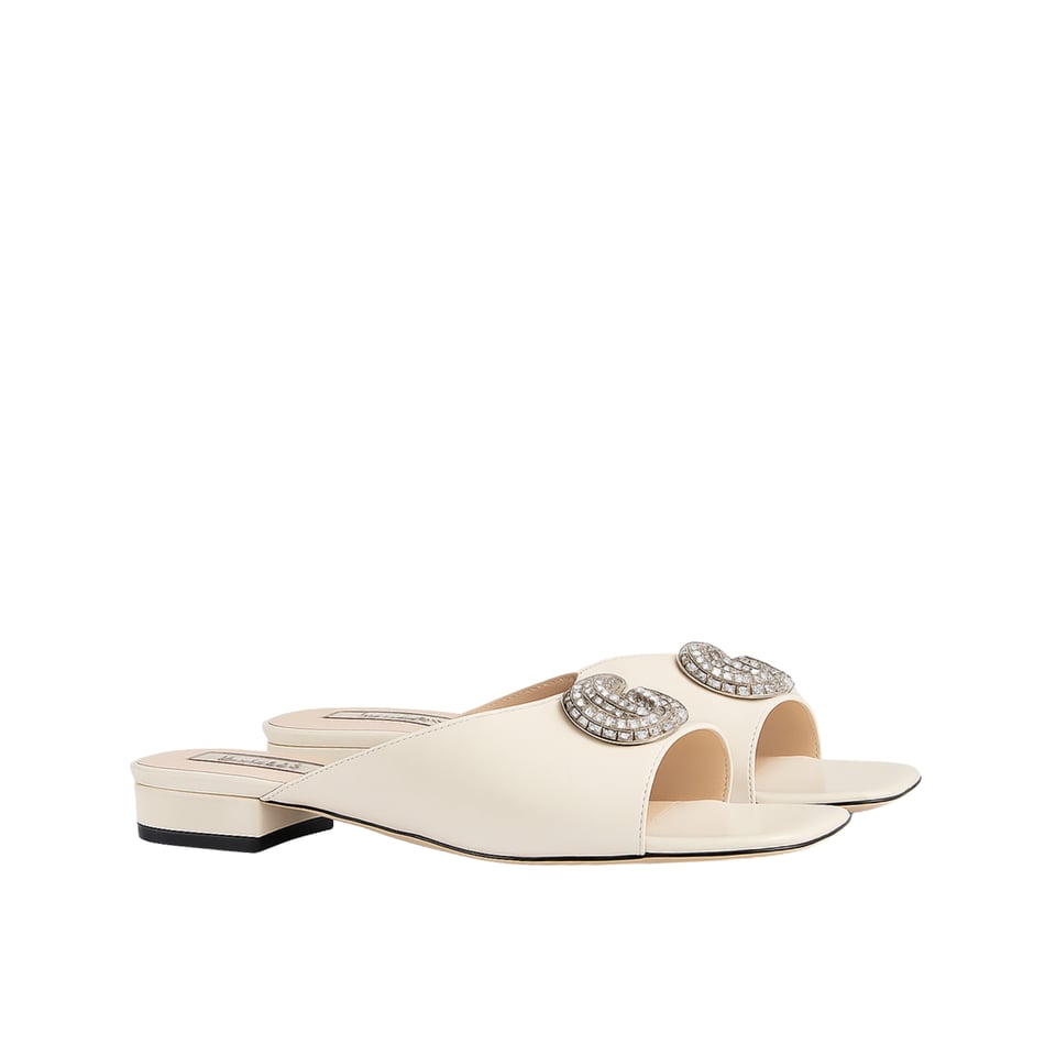 Gucci Gg Crystal Slippers White