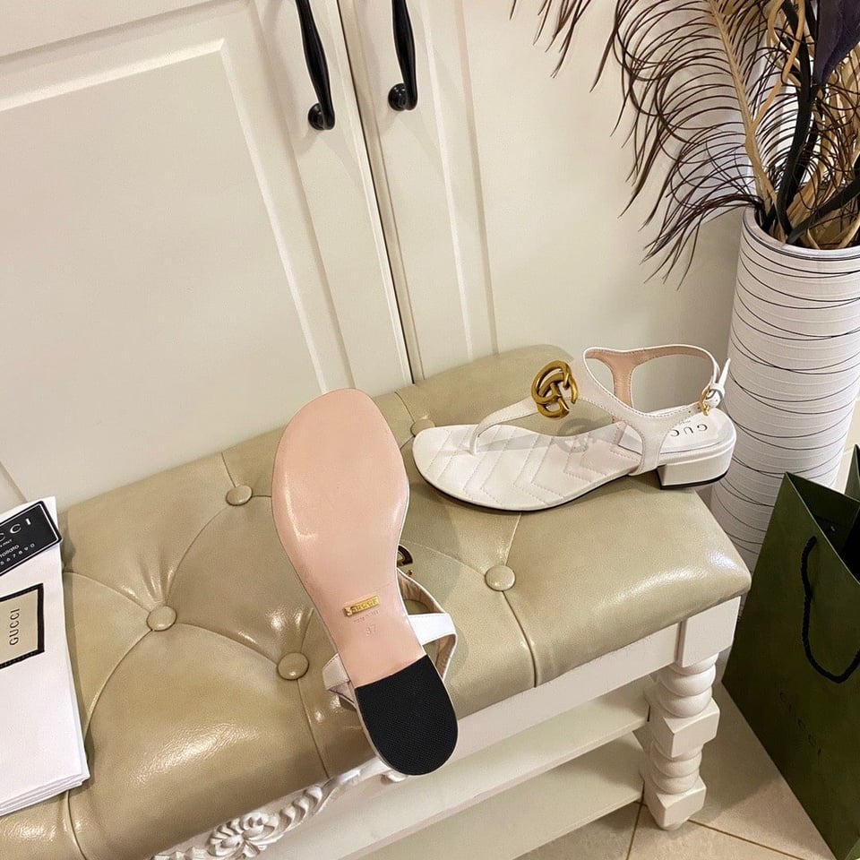 Gucci Double G Sandal Leather White 674840 Bko00 9022 view 4