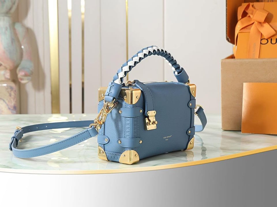Louis Vuitton Side Trunk MM 21cm Blue Jeans Calf leather M27436 view 2