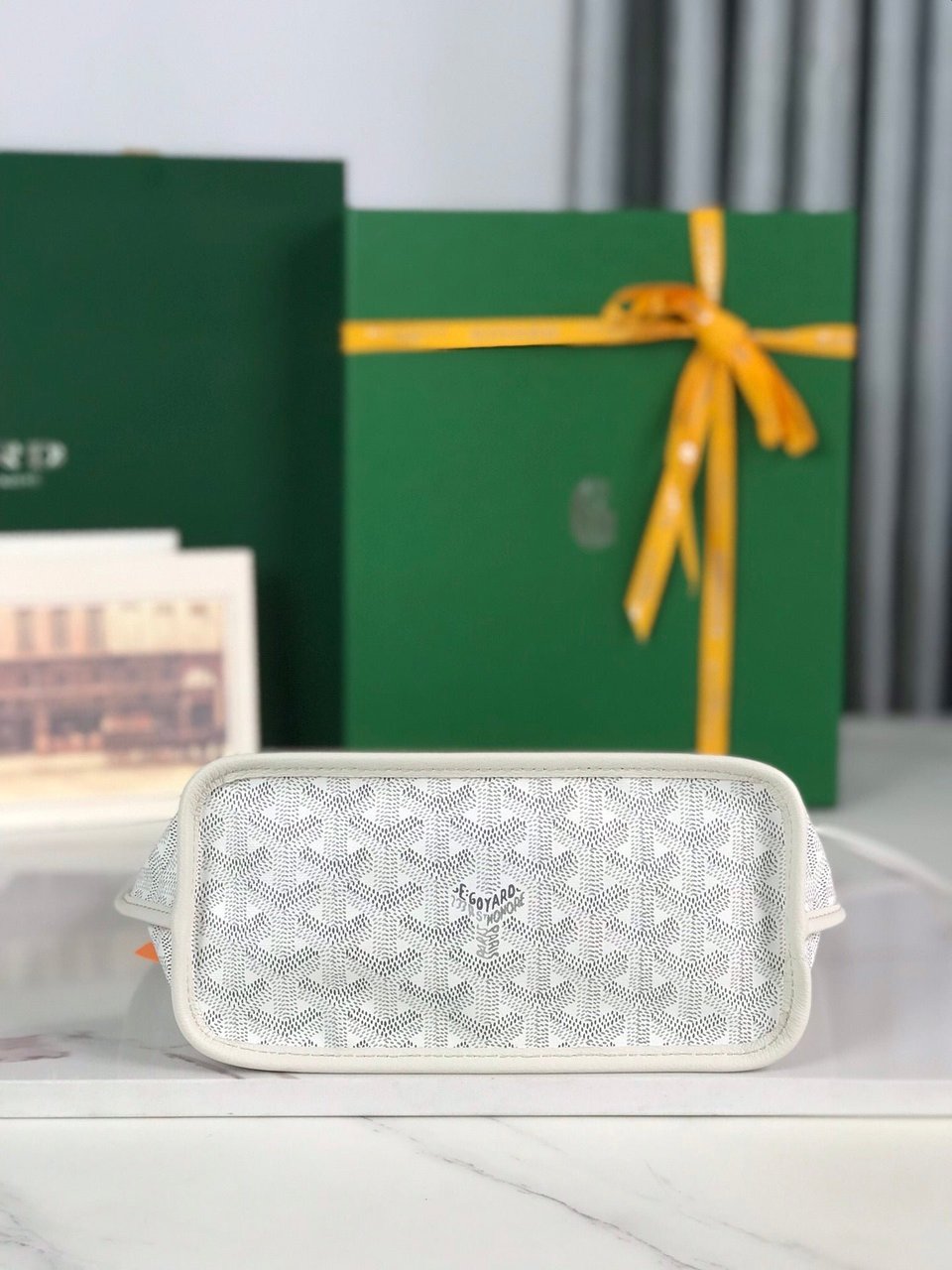 Goyard Anjou Mini Bag 20cm White Calfskin And Goyardine Canvas view 9