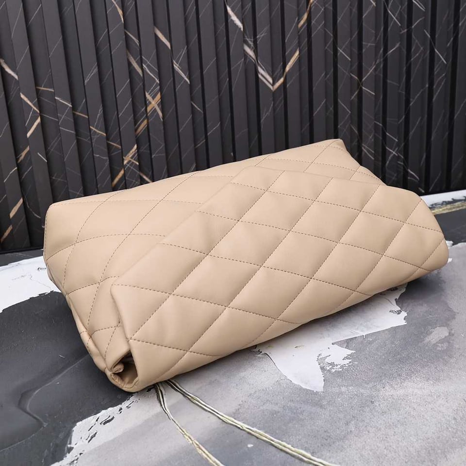 Saint Laurent Sade Puffy Leather Envelope Clutch Bag Beige view 5