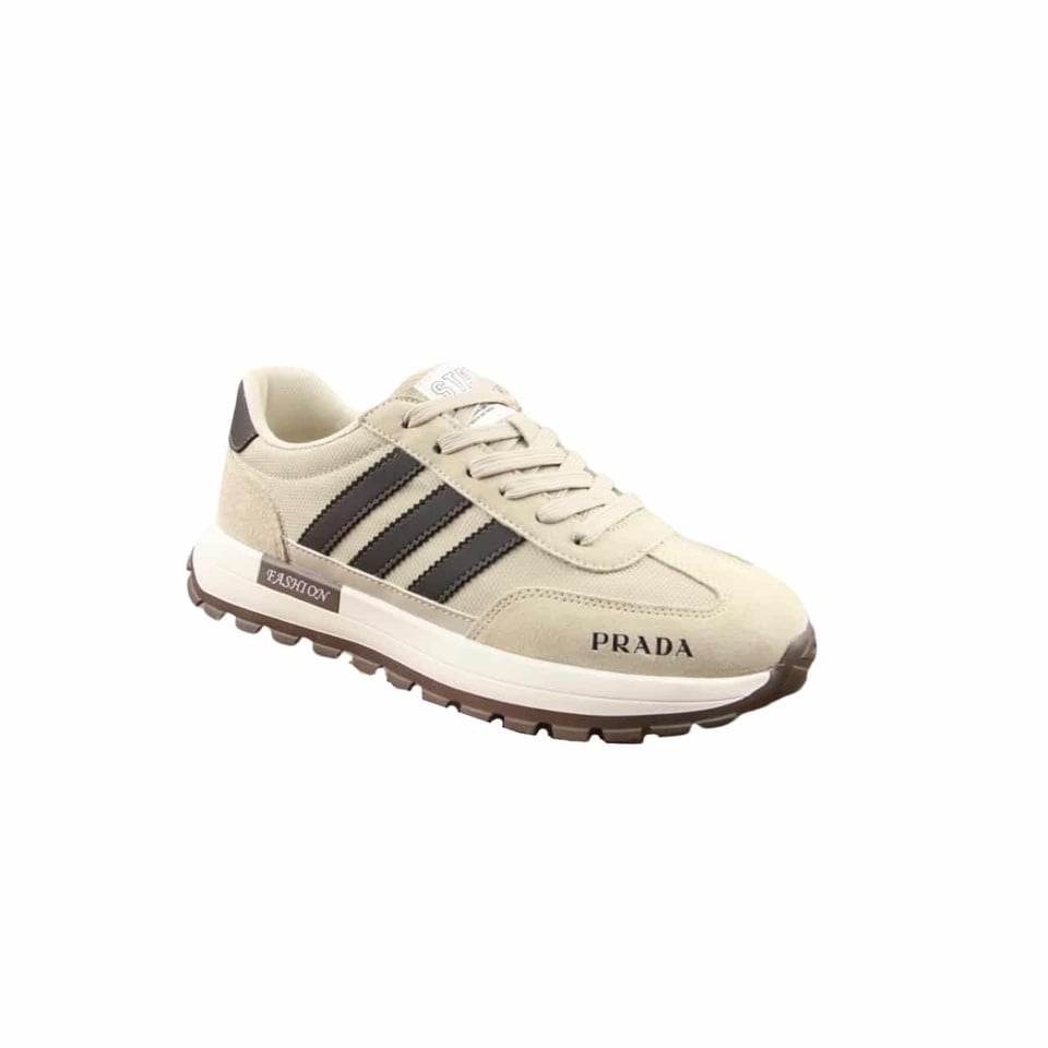 Prada Men?S Sneakers Suede With Stripe Beige view 2