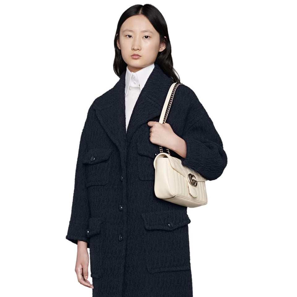 Gucci GG Marmont Small Shoulder Bag White view 3