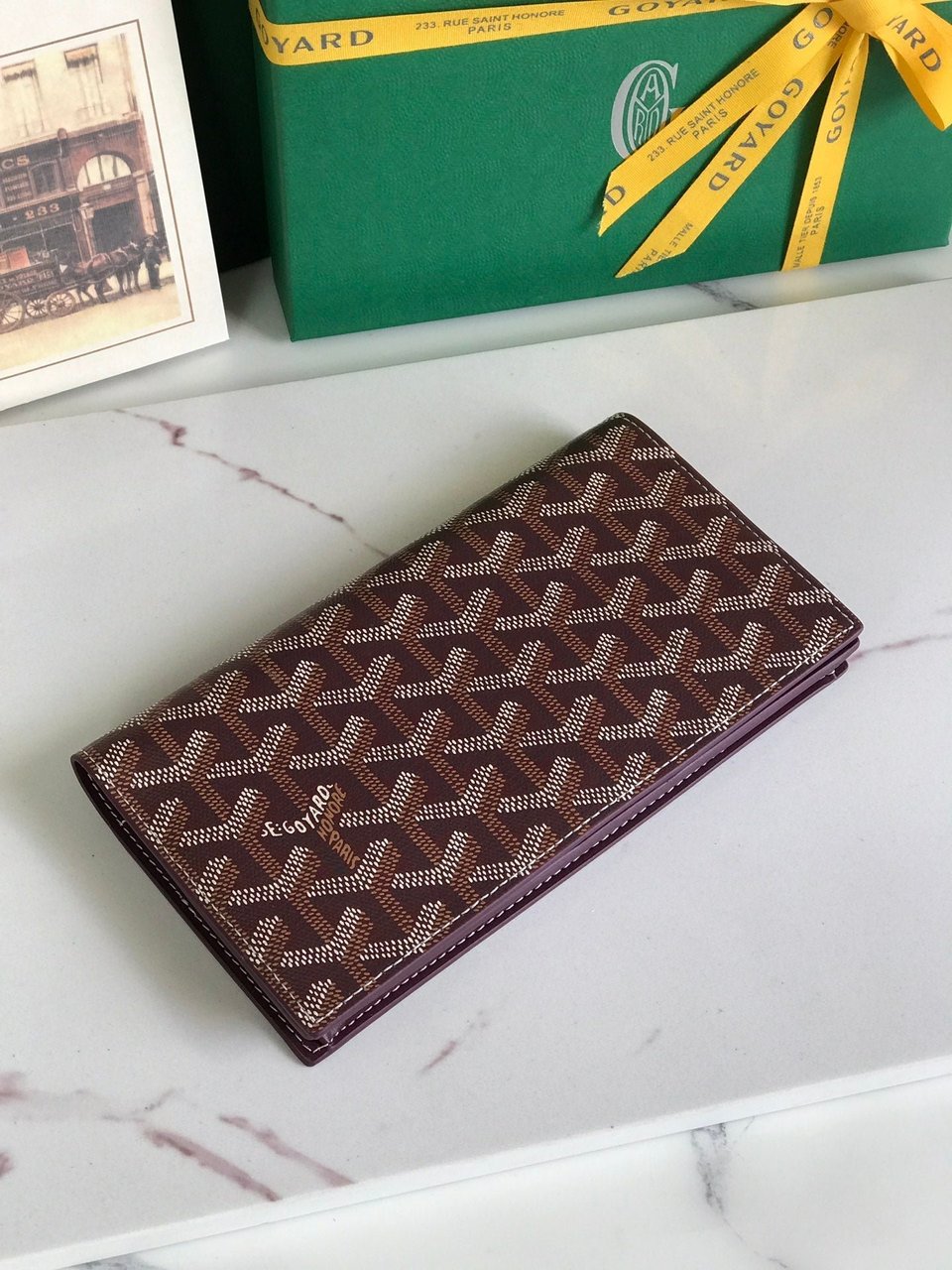 Goyard Richelieu Wallet 19 Cm Wine Red Goyardine Canvas view 10