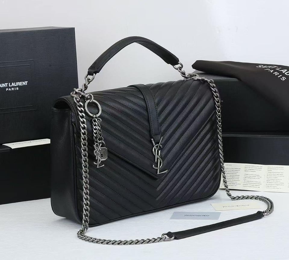 Saint Laurent College Large Chain Bag Black 32Cm view 8