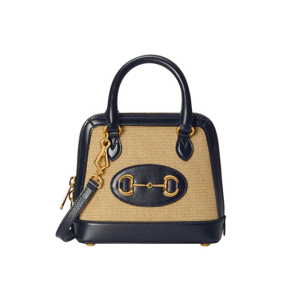 Gucci Horsebit 1955 Mini Top Handle Bag in Beige Canvas view 2