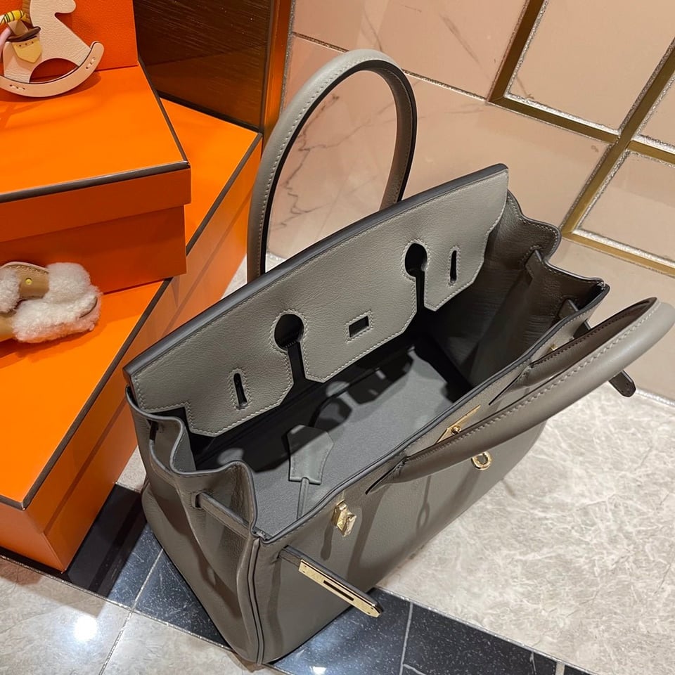 Hermes Birkin 30Cm Grey Swift Leather Gold Hardware view 8