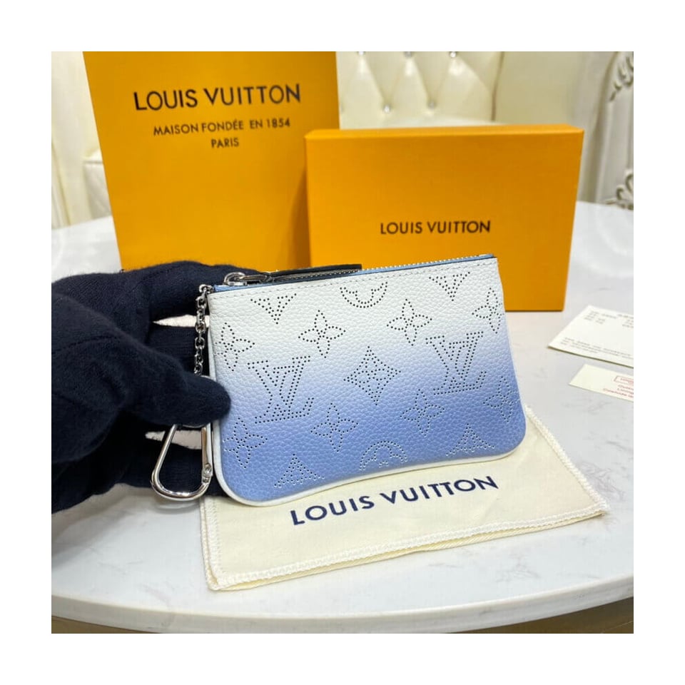 Louis Vuitton Key Pouch in Blue Gradient Mahina Perforated Leather