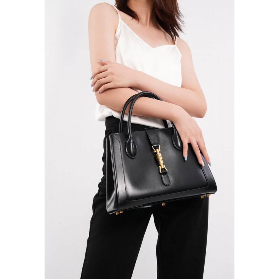Gucci Jackie 1961 Medium Tote Bag in Black Leather 30cm view 3