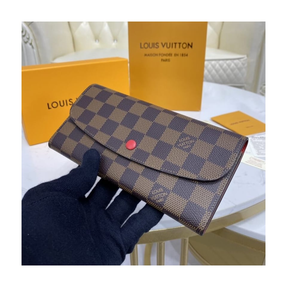 Louis Vuitton Damier Ebene Emilie Wallet Red view 3