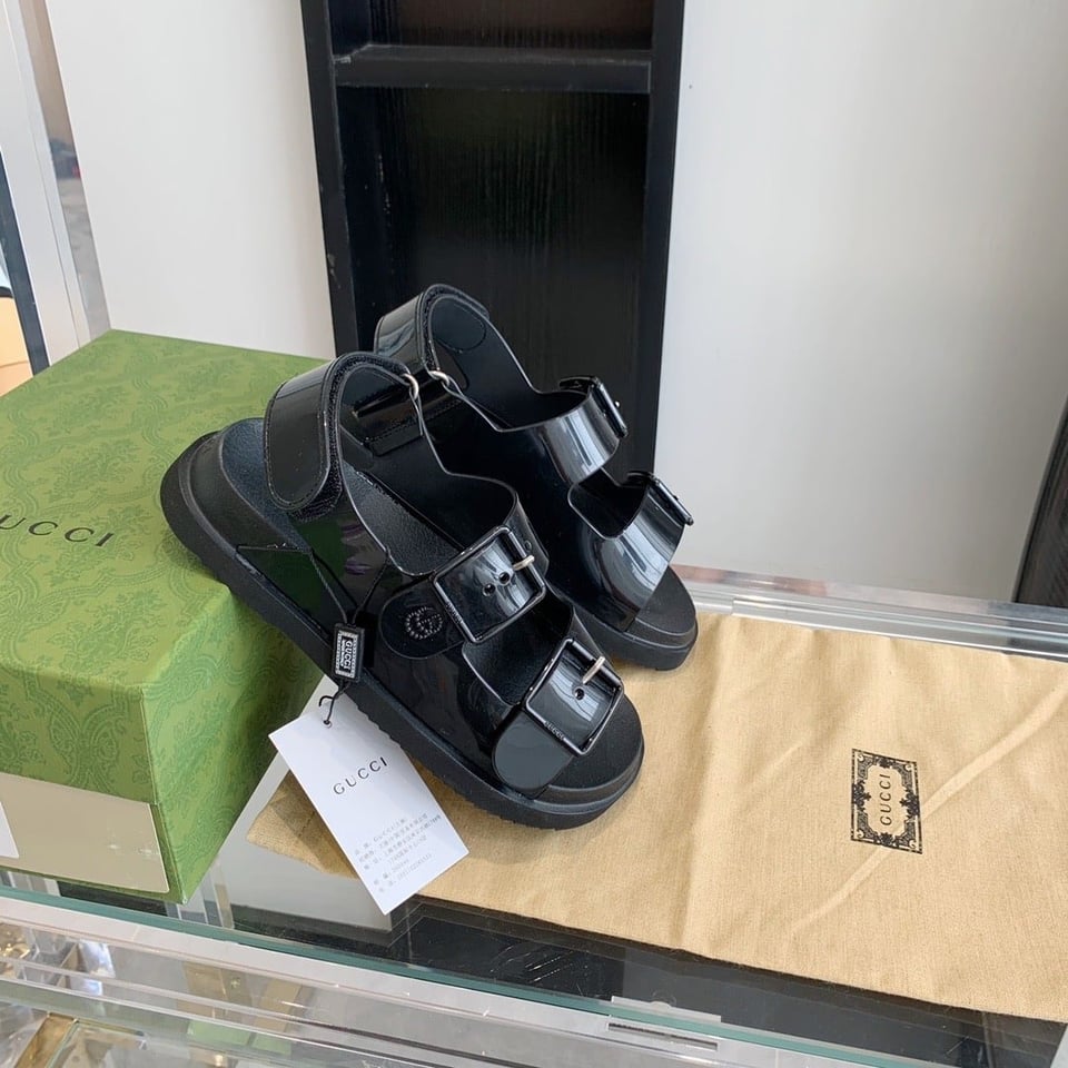 Gucci Women?S Sandal With Mini Double G ?Black 660243 J8700 1000 view 7