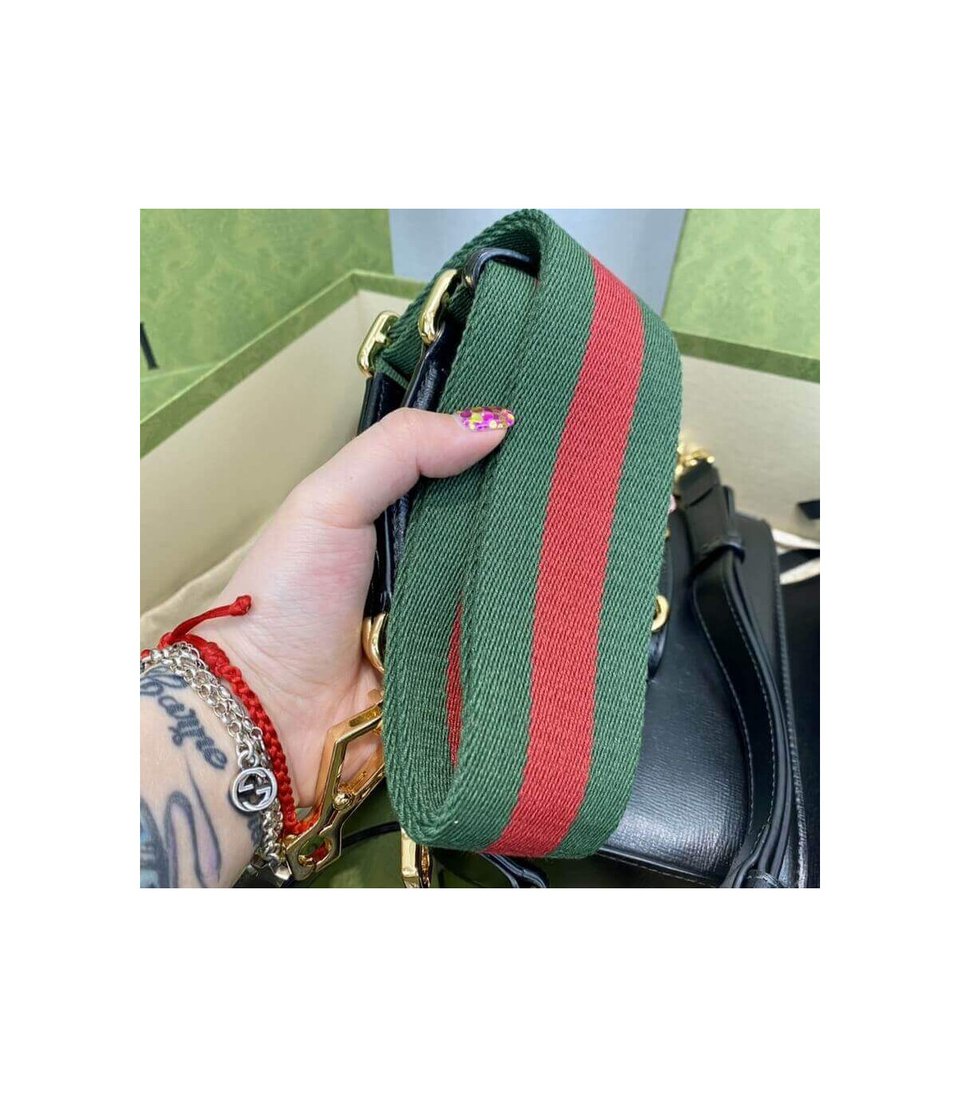 Gucci Horsebit 1955 Mini Bag in Black Leather 20.5cm/8.1in view 18