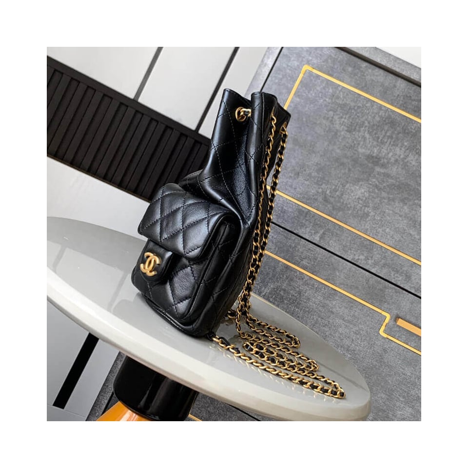 Chanel Lambskin Backpack Black view 6