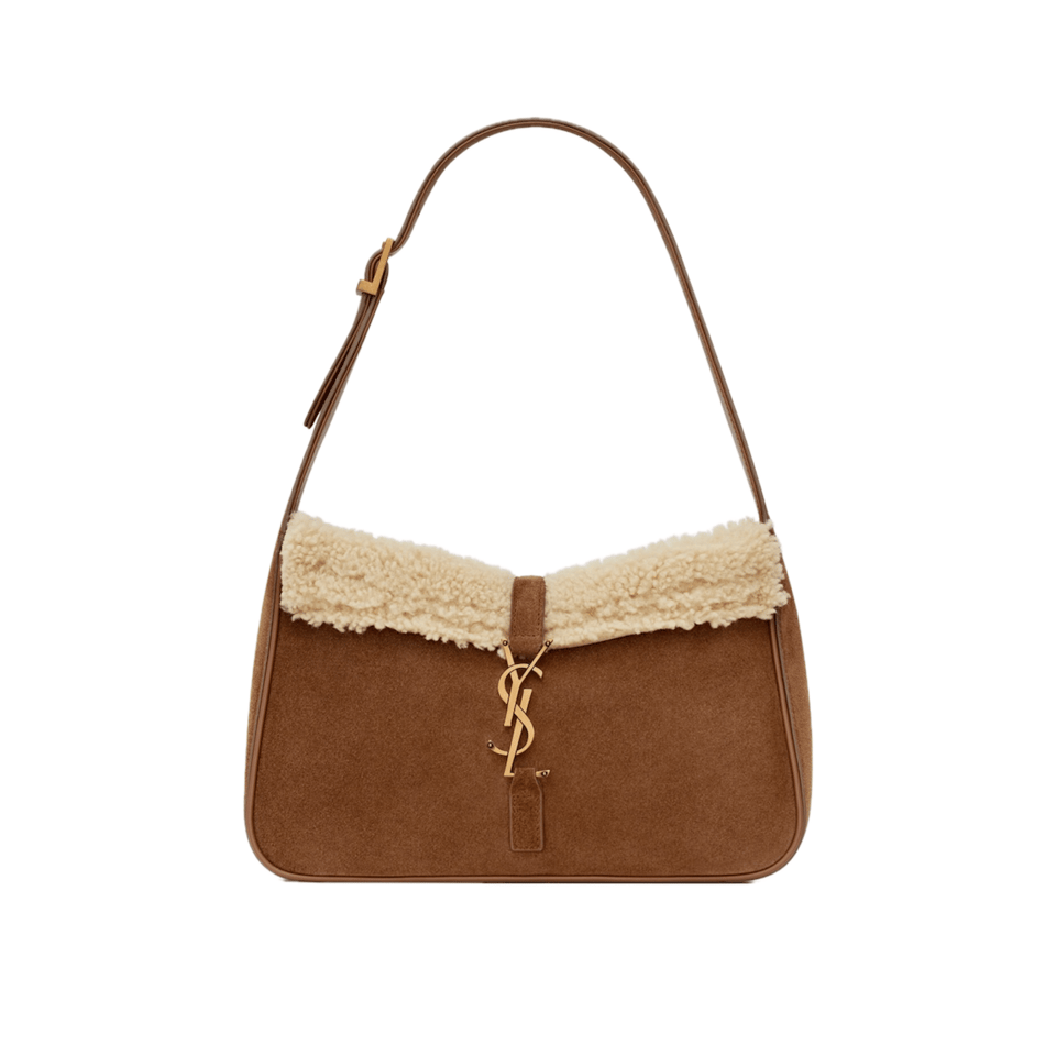 Saint Laurent Le 5 A 7 Hobo Bag In Suede And Shearling view 2