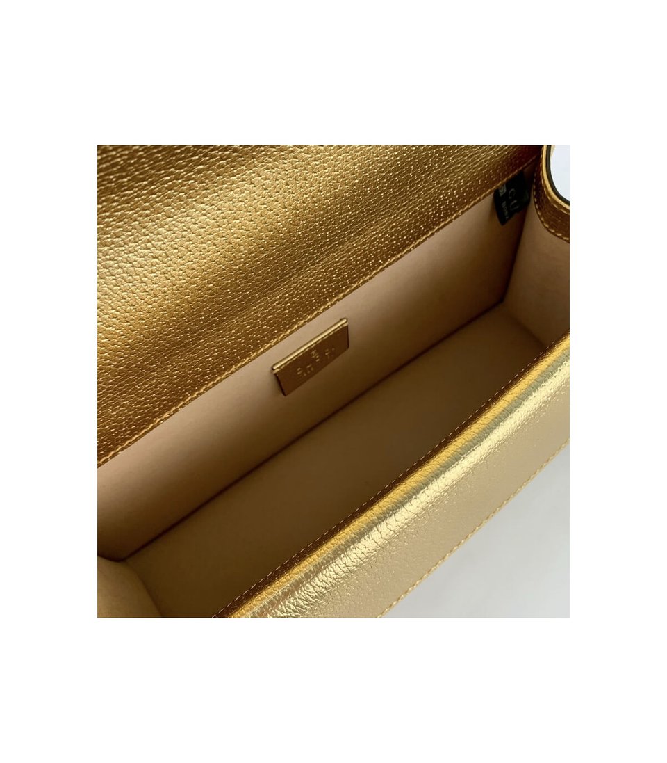 Gucci Dionysus Small Shoulder Bag in Gold Lame Leather view 14