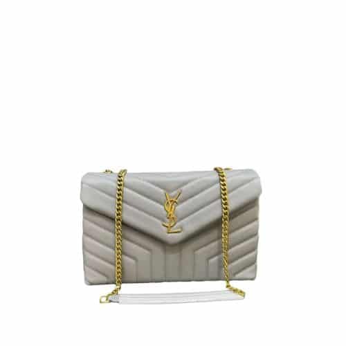Saint Laurent Loulou Medium Chain Bag In Matelasse Y Leather Gray view 2