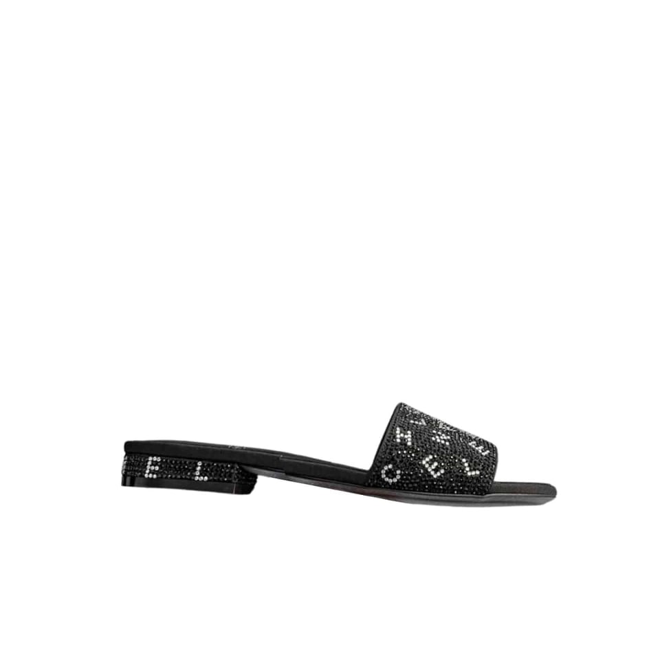 Chanel 24P Beaded Diamond Logo Slippers Black view 2