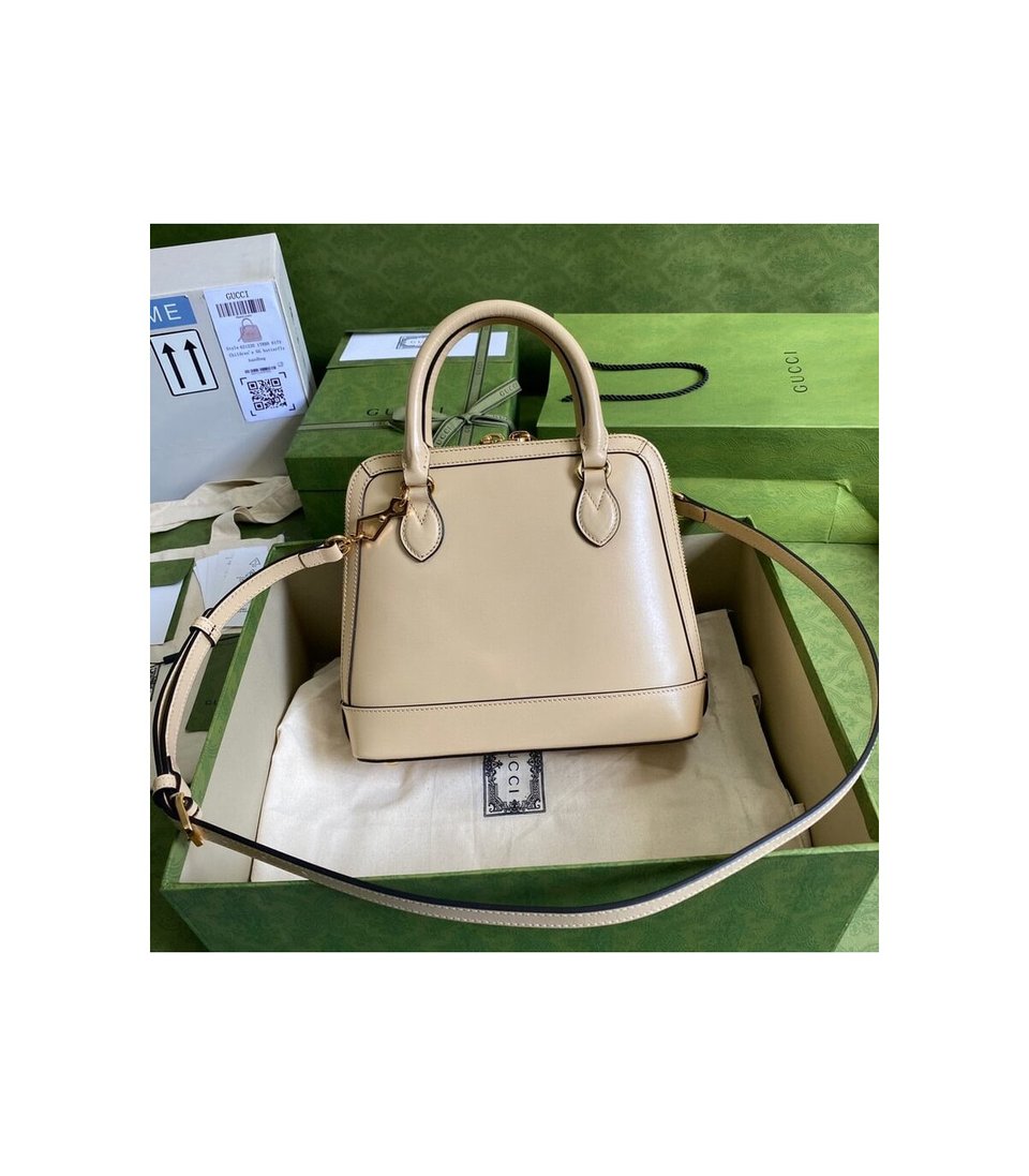 Gucci Horsebit 1955 Small Top Handle Bag in Wheat Leather view 3