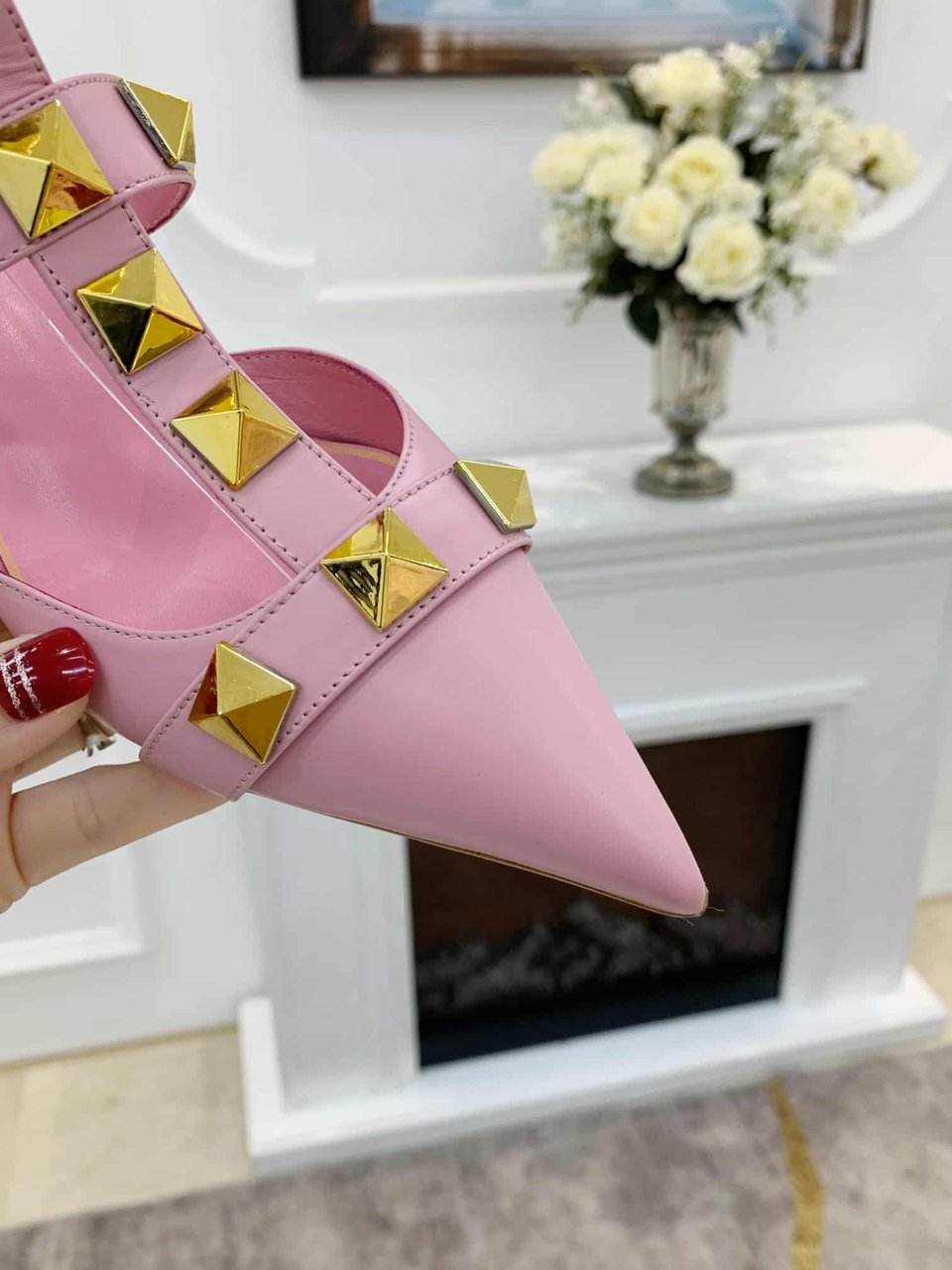 Valentino Garavani Roman Stud Kitten Heel Pumps Pink view 5