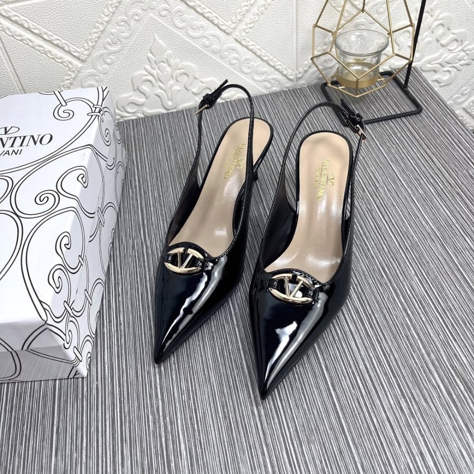 Valentino Vlogo The Bold Edition Slingback Pumps In Patent Leather 60Mm In Black view 3