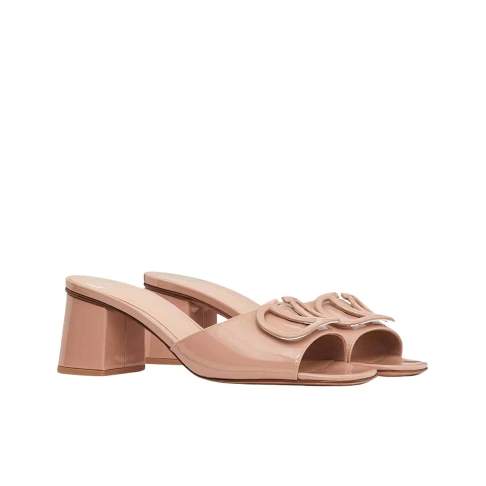 Valentino Vlogo Signature Slide Sandal Beige view 2