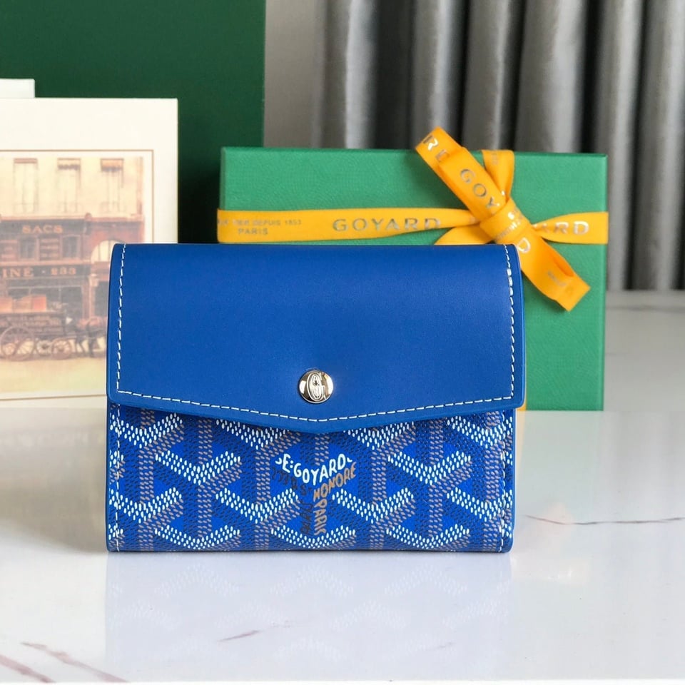 Goyard Saint-Gabriel Wallet 12 Cm Sapphire Blue Calfskin And Goyardine Canvas view 11