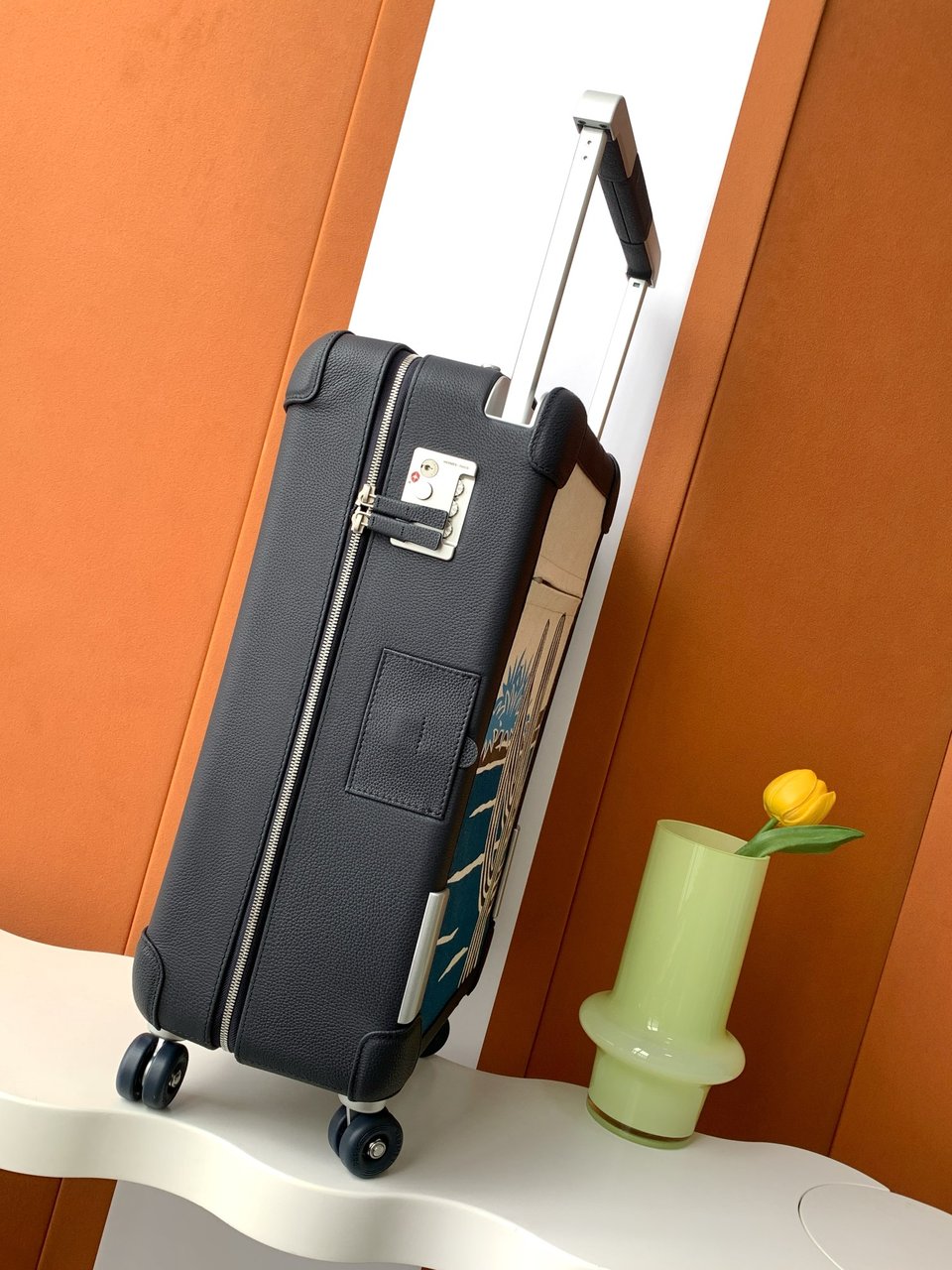 Hermes Suitcase Blue Canvas Travel Cabin Luggage 55cm view 6