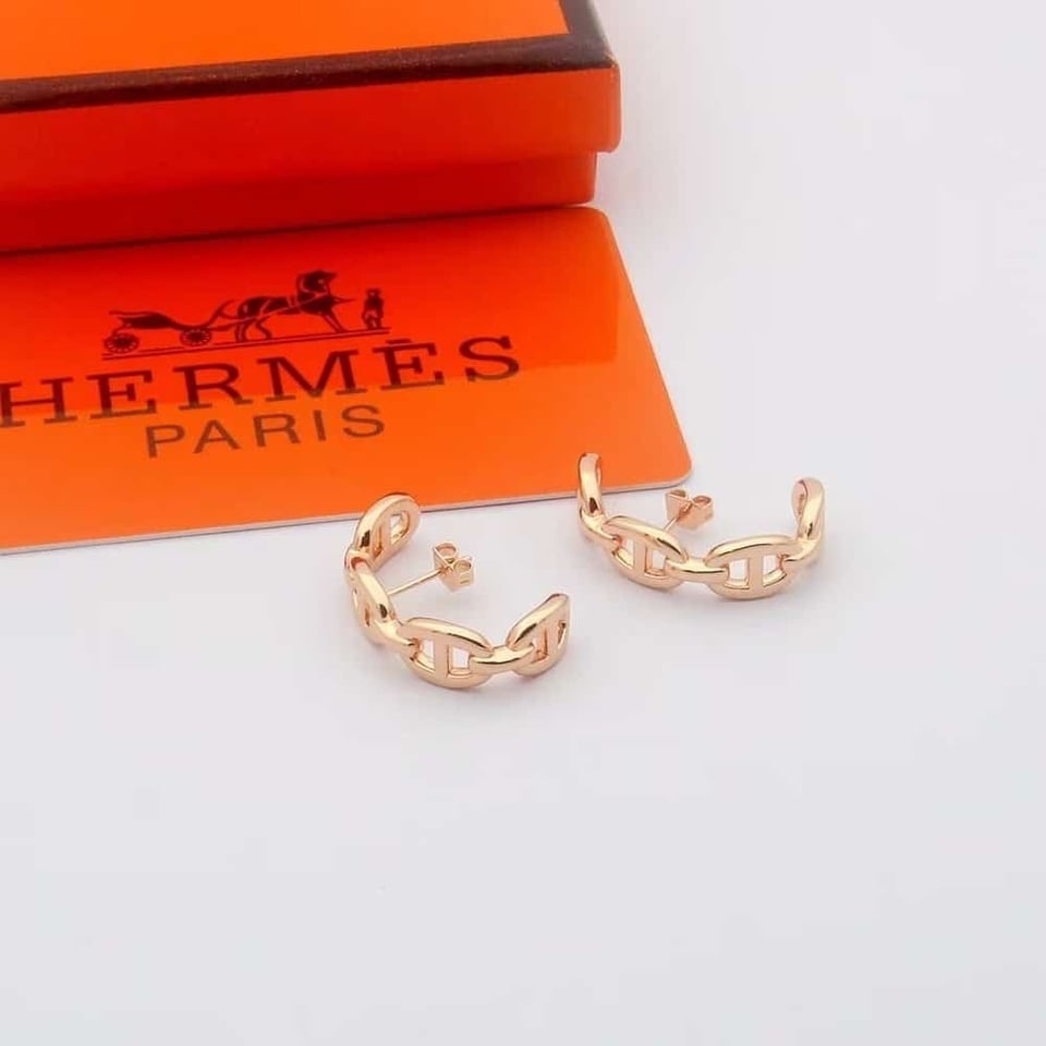 Hermes Chaine D’Ancre Enchainee Earring Rose Gold view 2