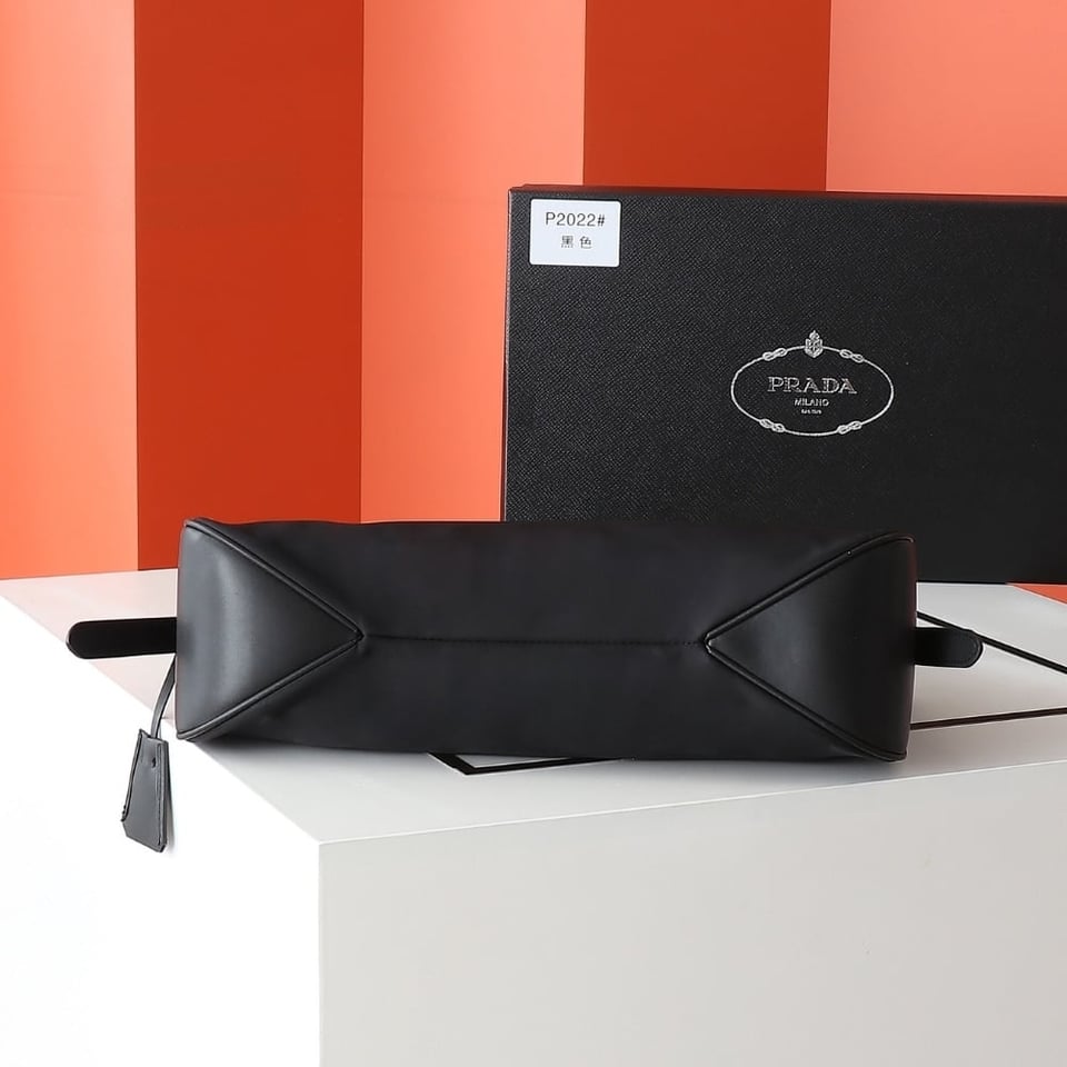 Prada Aimée Large Re Nylon Shoulder Bag With Padlock Black 34Cm view 6