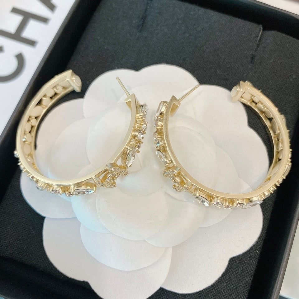 Chanel Hoop Gold Earrings view 2