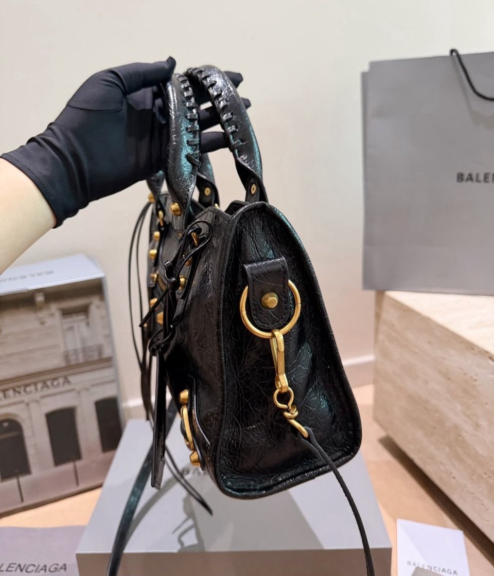 Balenciaga Black Lambskin Leather Giant Silver Work Bag 30cm/11.8in view 4