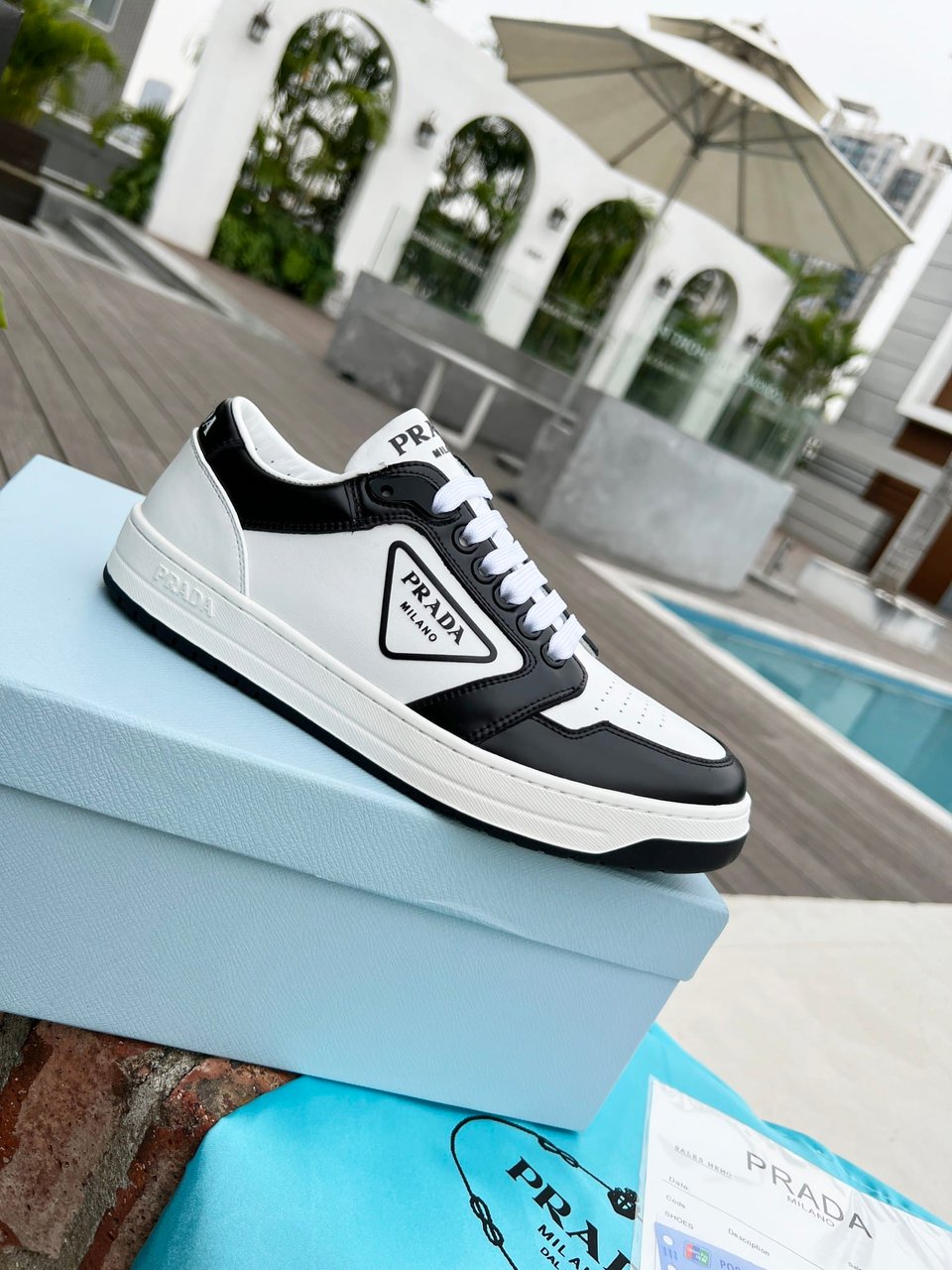 Prada District Perforated Leather Sneakers Black 2Ee3633Lj6F0964 view 4