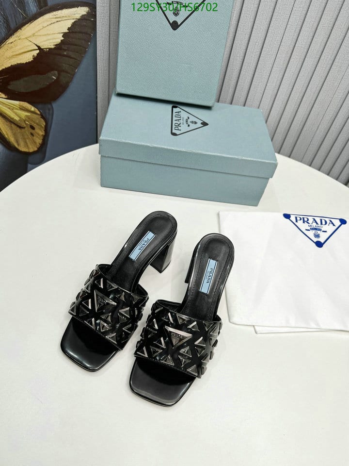 Prada Studded Metallic Leather Mules Black view 5
