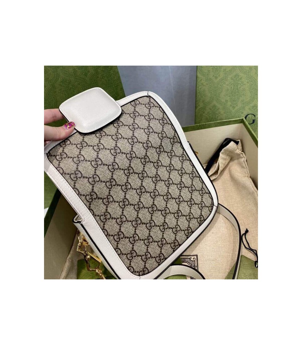 Gucci Horsebit 1955 Mini Bag in GG Supreme White 20.5cm view 10