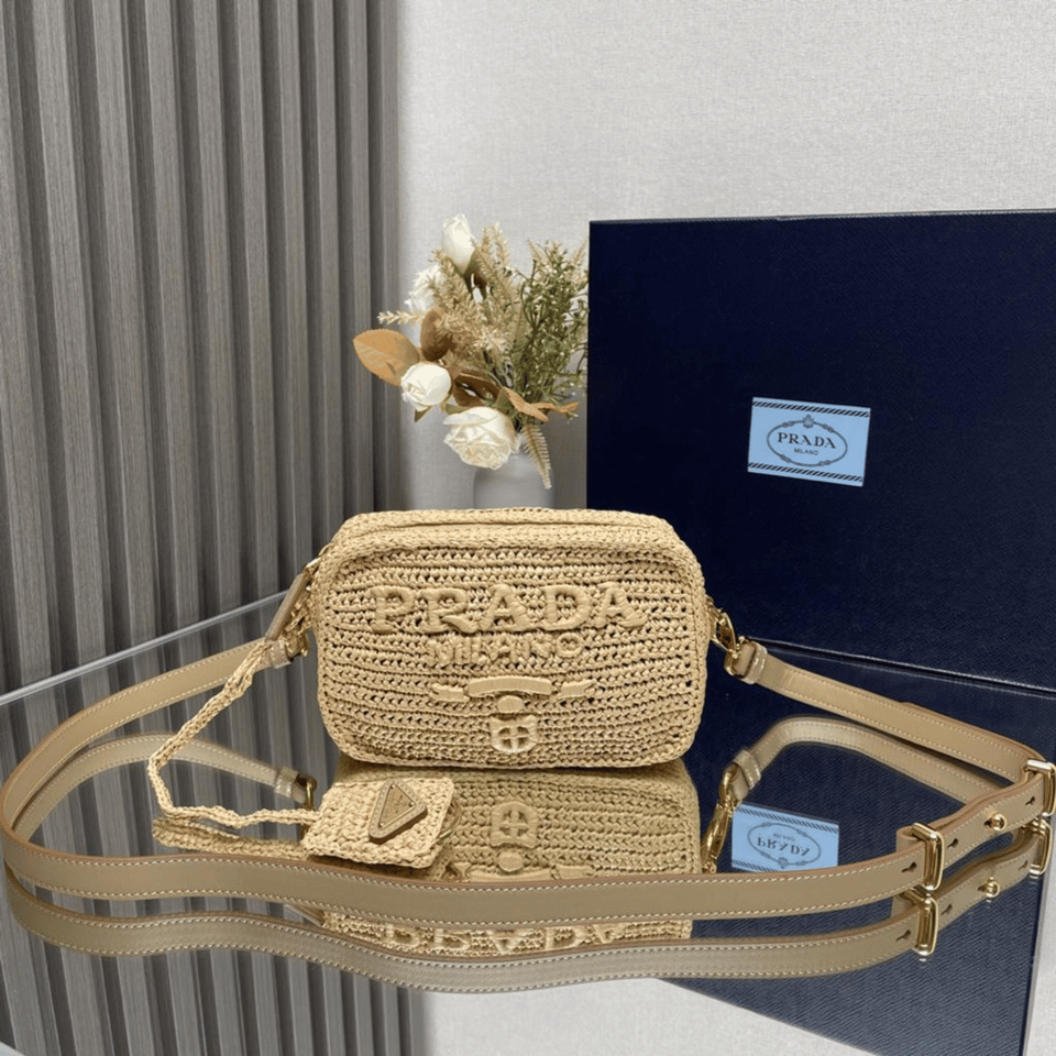 Prada Crochet Prada Brique Bag Natural 20Cm view 4