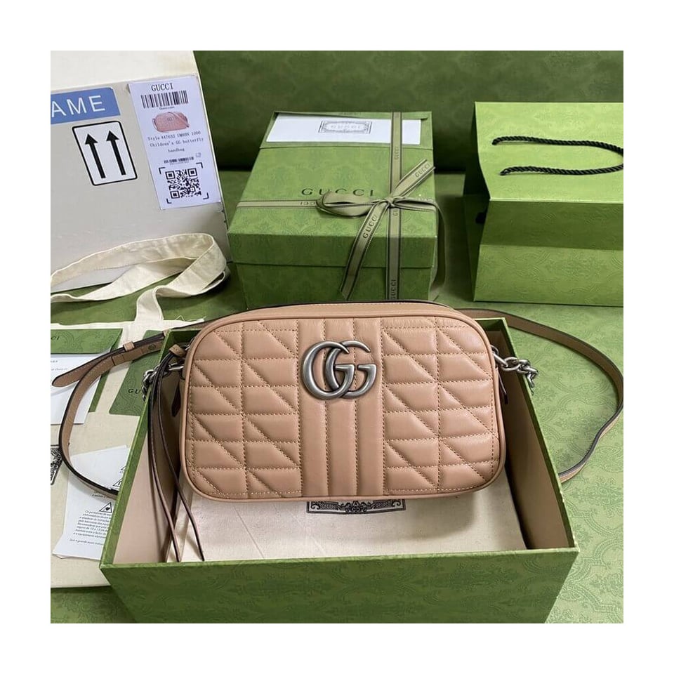 Gucci GG Marmont Small Shoulder Bag Rose Beige view 3
