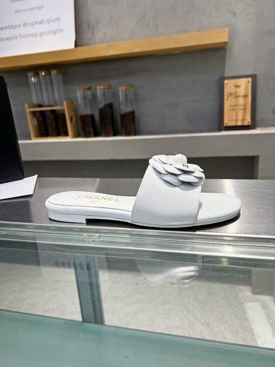 Chanel Camellia Slides White view 9