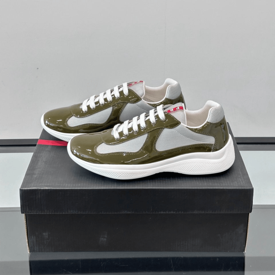 Prada Patent Leather And Technical Fabric Cup Sneakers view 5