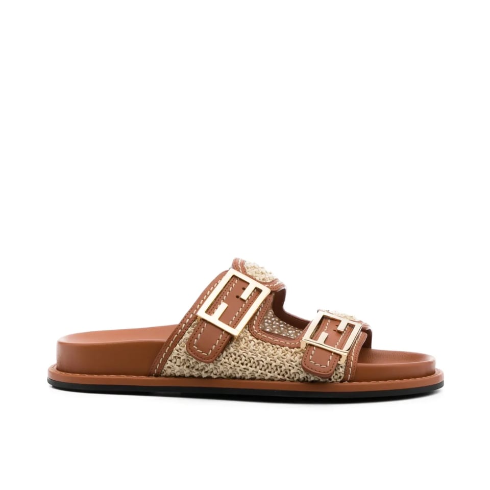 Fendi Feel Leather Sandals Brown 8X8326Ao0Df1Lr0