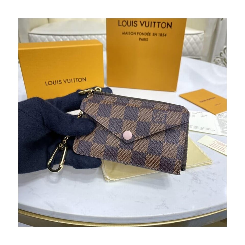 Louis Vuitton Damier Ebene Card Holder Recto Verso Pink view 3
