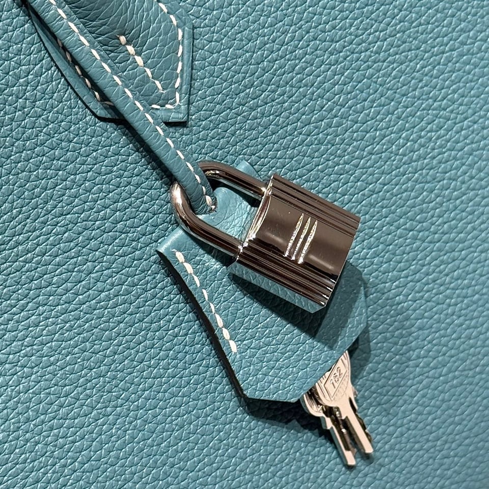 Hermes Birkin 25Cm Teal Green Togo Leather Silver Hardware 237510 view 9