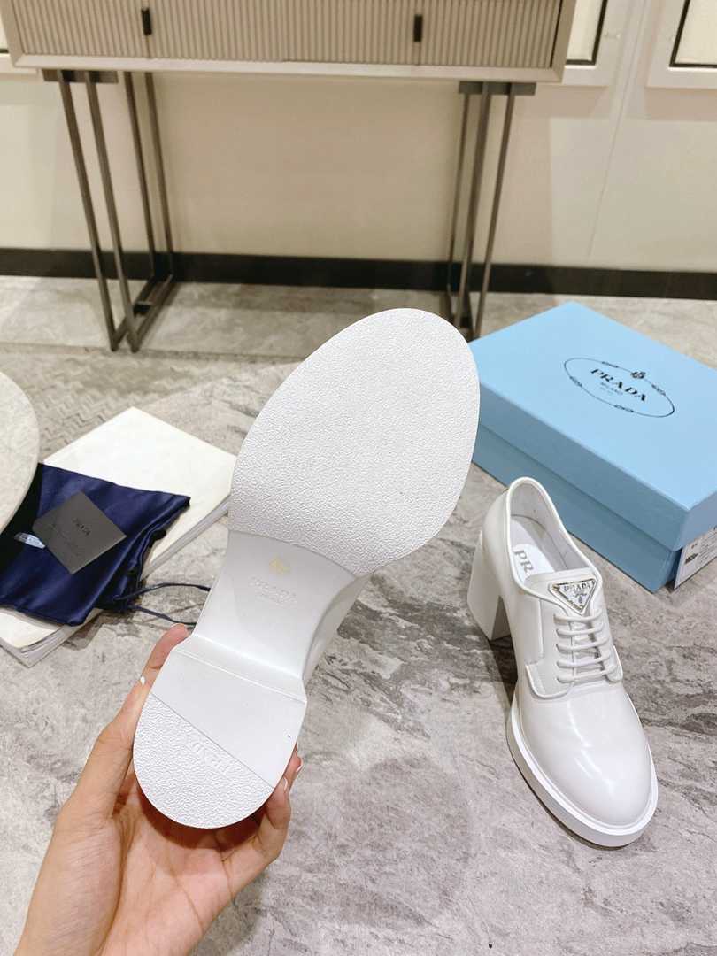 Prada Heeled Brushed Leather Lace-Ups White view 3